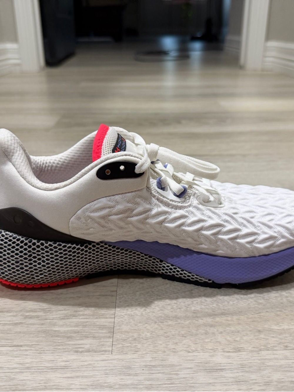 Under Armour White Sneakers with Pink Tongue and Purple Outsole - Picture 4 of 9